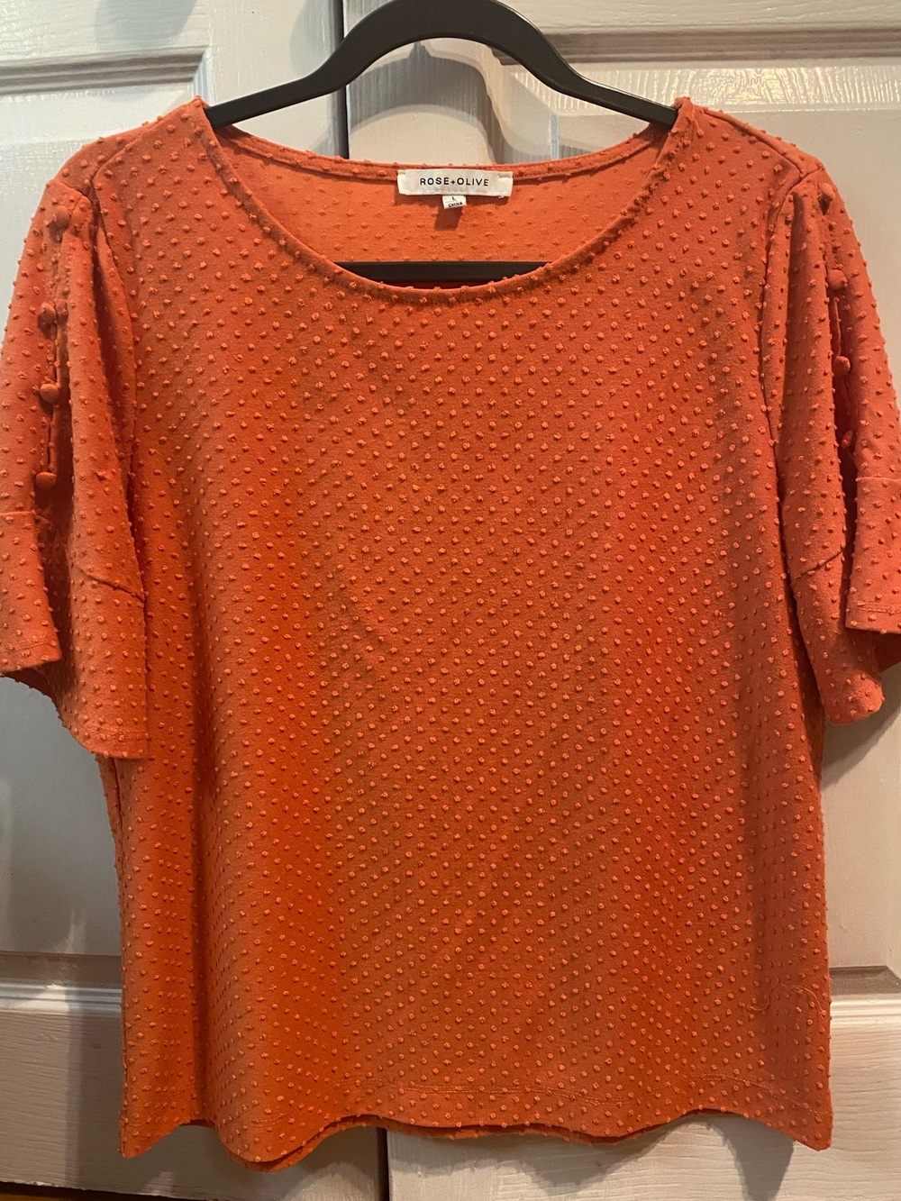 Rose & Olive Orange Textured Short Sleeve Blouse